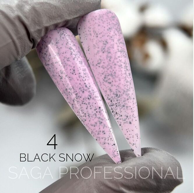 Гель-лаки з чорною крихтою, 9 мл №04 Snow Black Gel Polish SAGA Professional